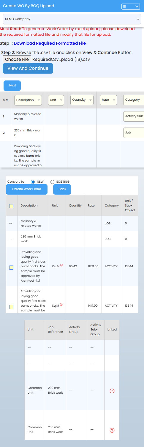 Excel BOQ BOM Upload and Cost Estimation